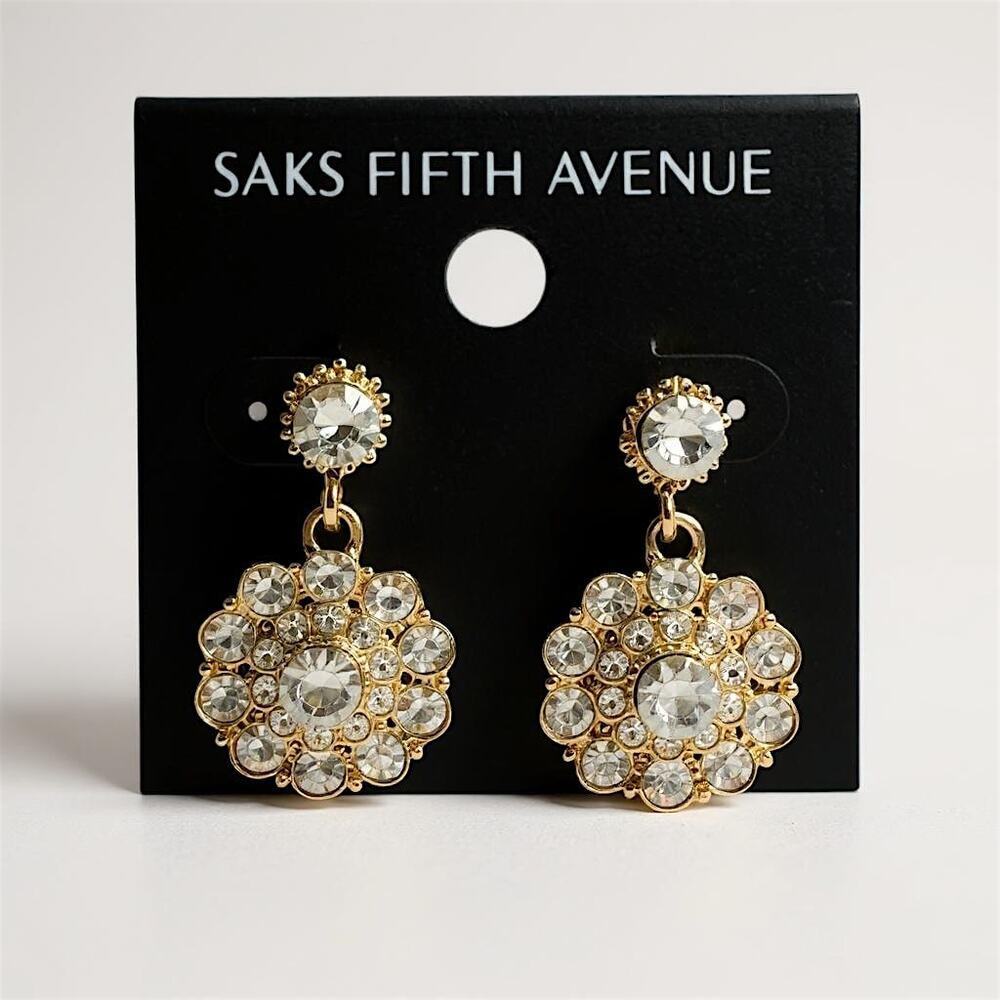 Gold Floral Cluster Drop Earrings – Saks Fifth Avenue - NEW